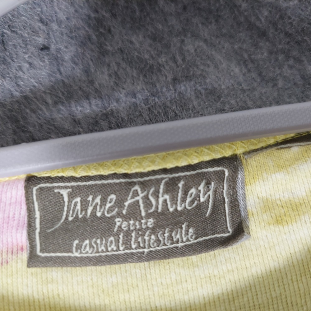 VTG Jane Ashley 100% Cotton Top S Petite Yellow Tropical Flamingo Embellished - Picture 4 of 7